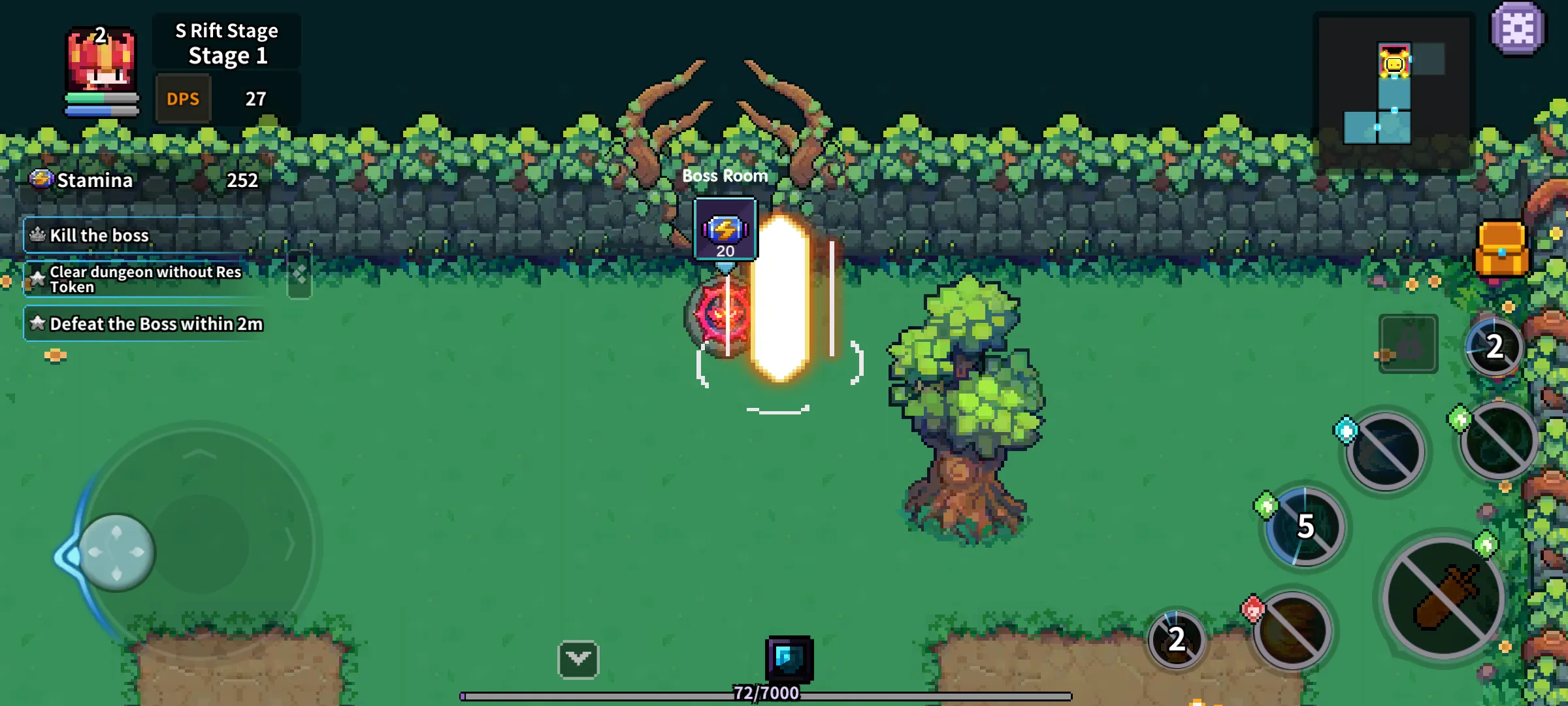 The hero entering the boss room
